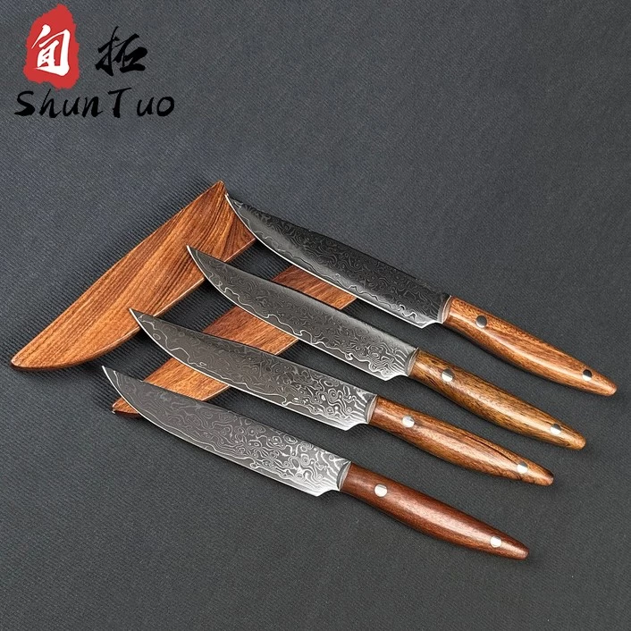 Chine Chine coffret cadeau de haute qualité 4 pièces ensemble de couteaux à fruits à steak damas en gros fabricant