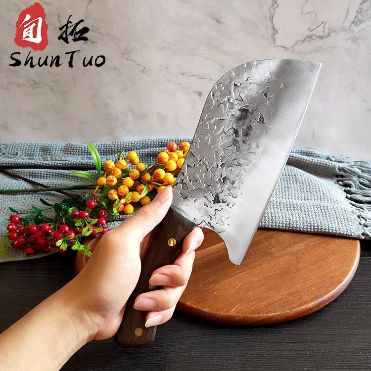 China Custom high carbon steel kitchen knife, hand forged butcher cleaver knife with wood handle manufacturer