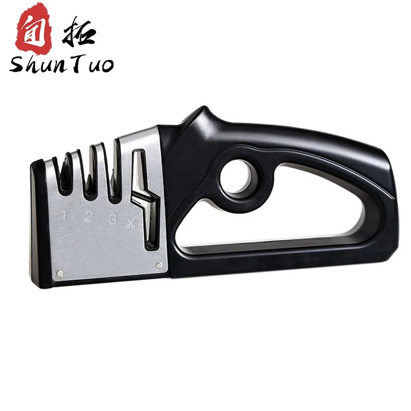 China Wholesale discount black 4 stages ABS knife sharpener for sharpening diamond knives manufacturer