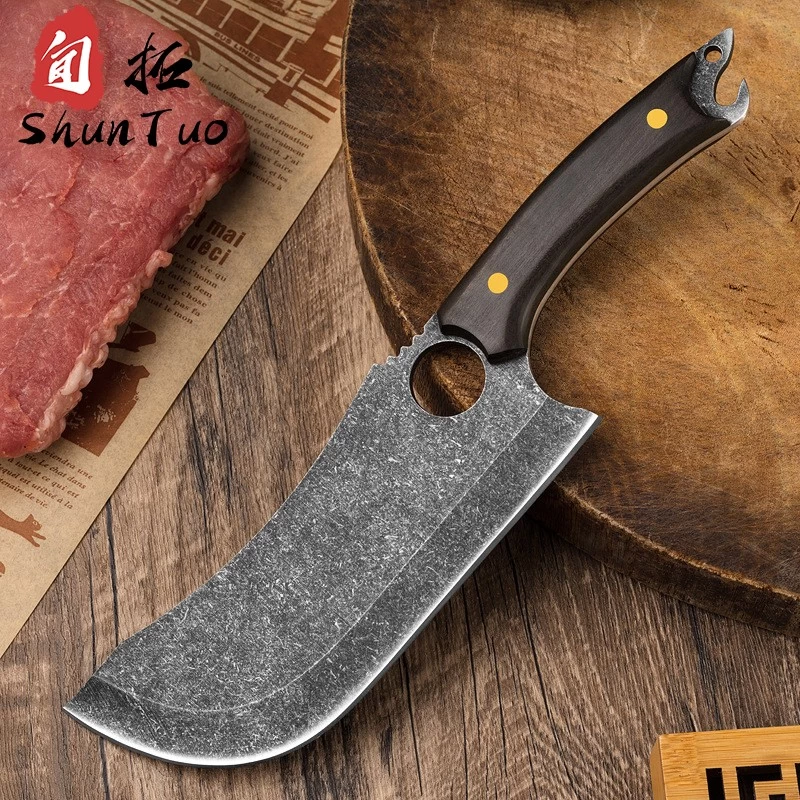 porcelana Cuchillo de matanza de carnicero de acero con alto contenido de carbono, suministro de fábrica de China, con funda, a la venta fabricante