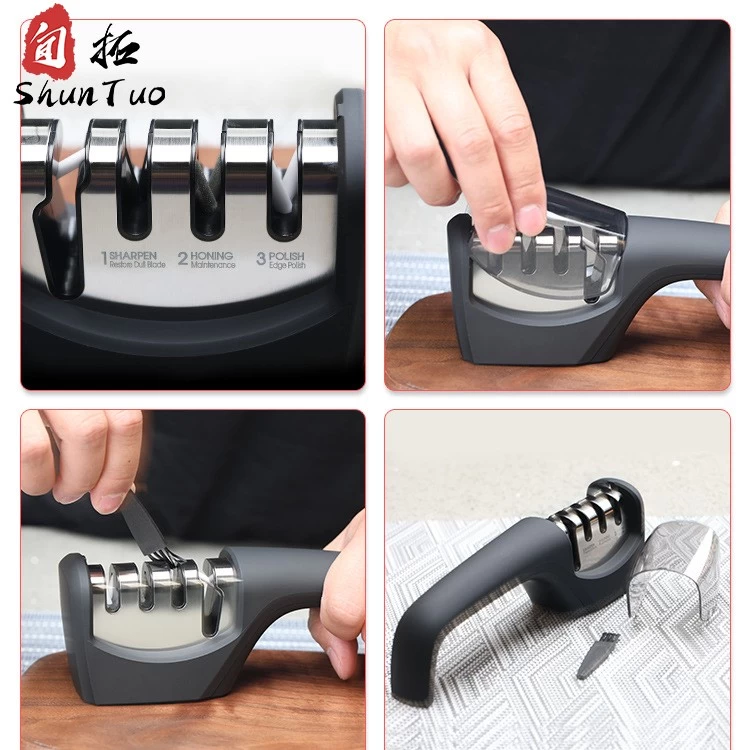 China Chinese Multifunction hand-held 4 stages Scissors Knife Sharpener for kitchen use manufacturer