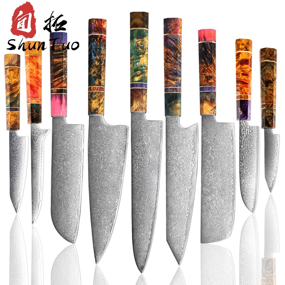 China 10 pcs chef's knife damascus manufacturer China manufacturer