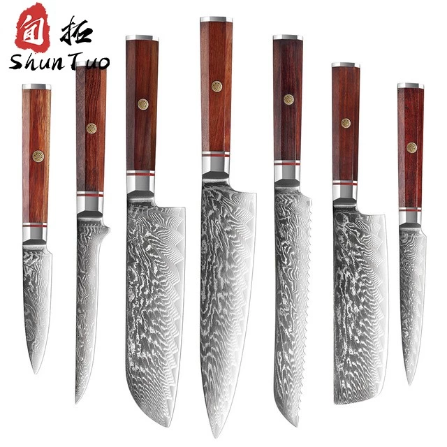 porcelana China 7 piezas cuchillo de cocina Damasco ventas al por mayor fabricante