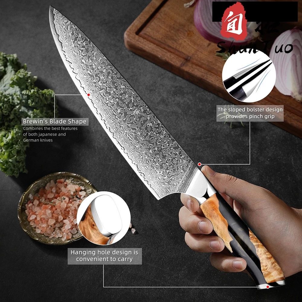 China The ultimate culinary companion China’s luxury 9-piece damascus knife collection manufacturer