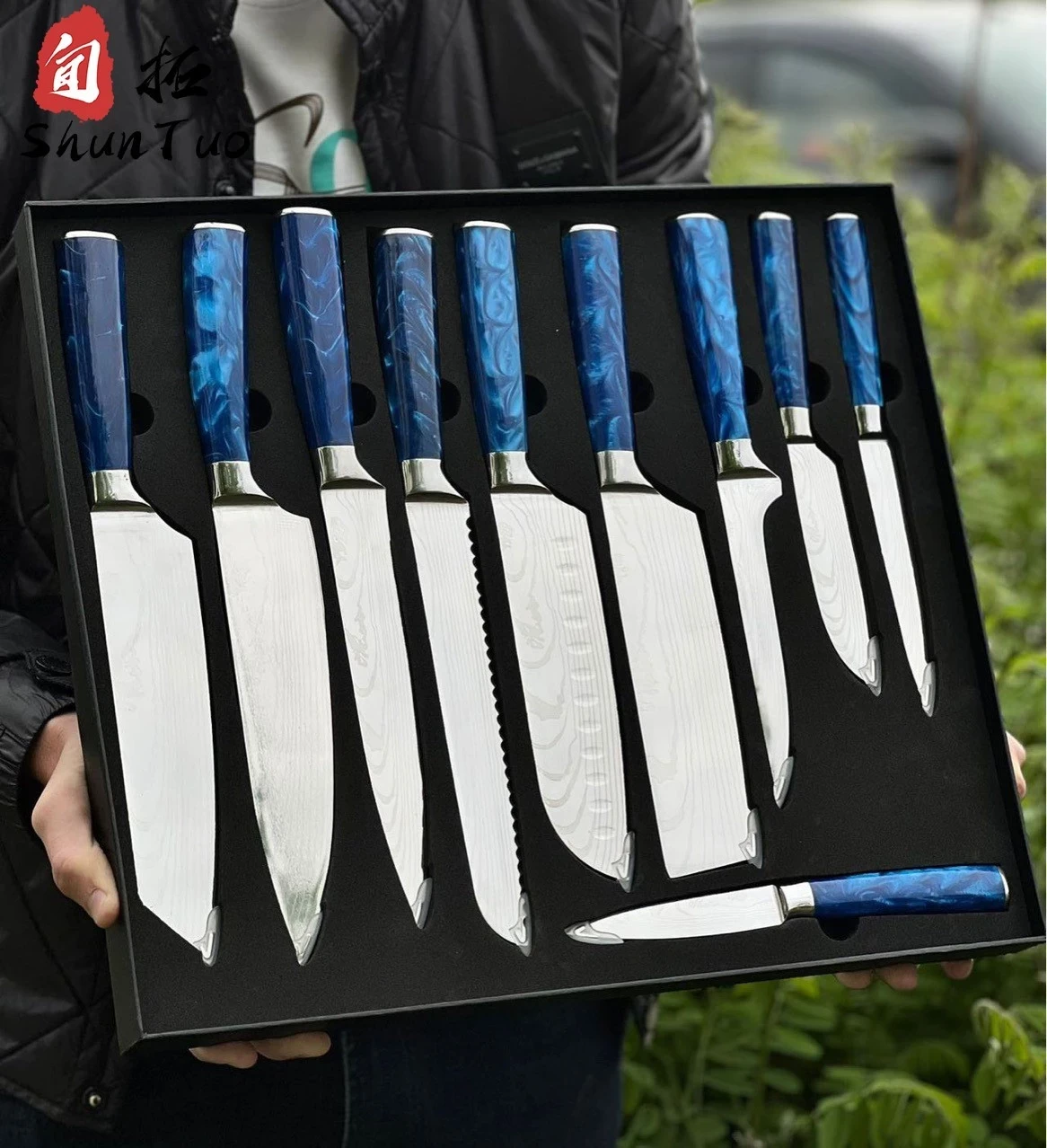 China Experience Culinary Excellence with Our Blue Resin Stainless Steel Knives manufacturer