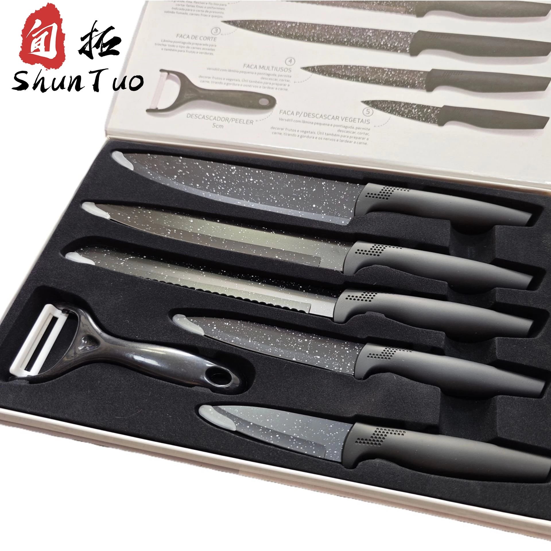 China Popular Black 6PC Eraonmic Handle Stainless Steel Sharp Kitchen Chef Knives Set China Supplier manufacturer