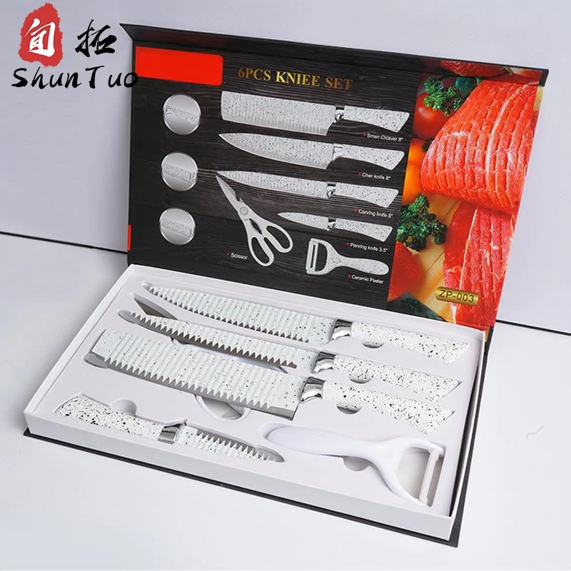 Chine Ensemble de couteaux de chef de cuisine en acier inoxydable, cadeaux promotionnels, 6 pièces, pour la cuisine, fournisseur chinois fabricant