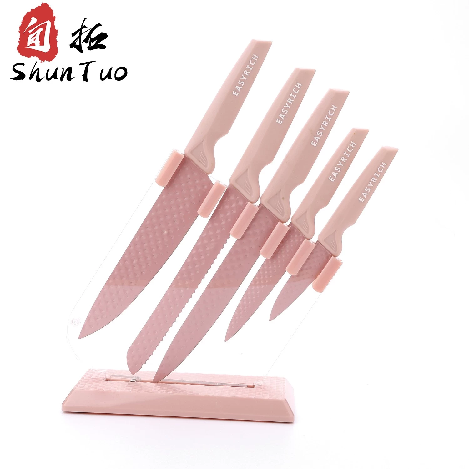 China China Supplier New Design Pink Blue 6PC Stainless Steel Kitchen Knives Set For Family manufacturer