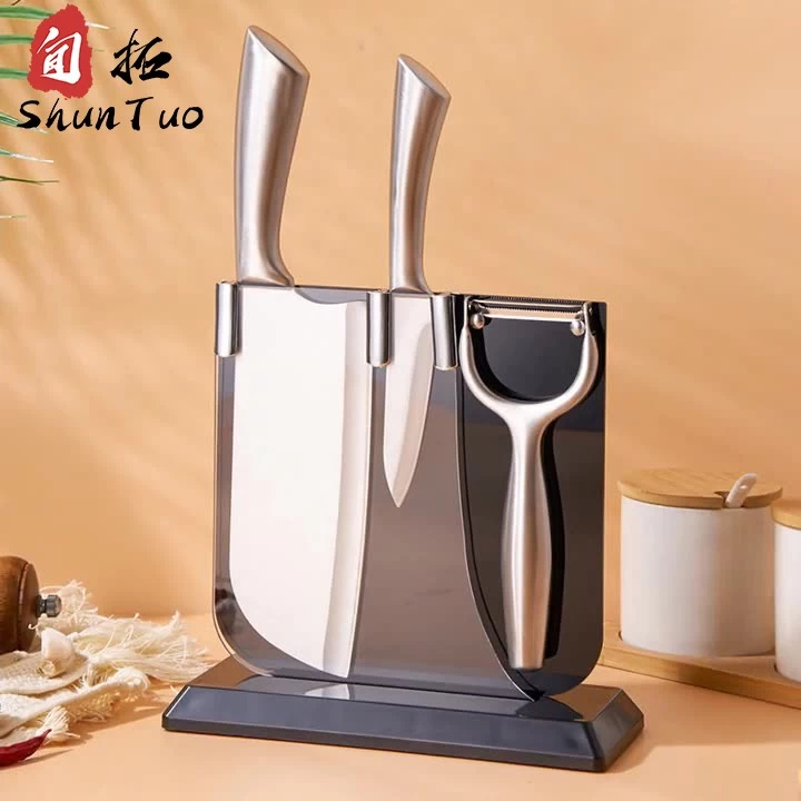 China High Quality Chinese Supplier 4PC 5PC Stainless Steel Kitchen Knives Set With Block manufacturer