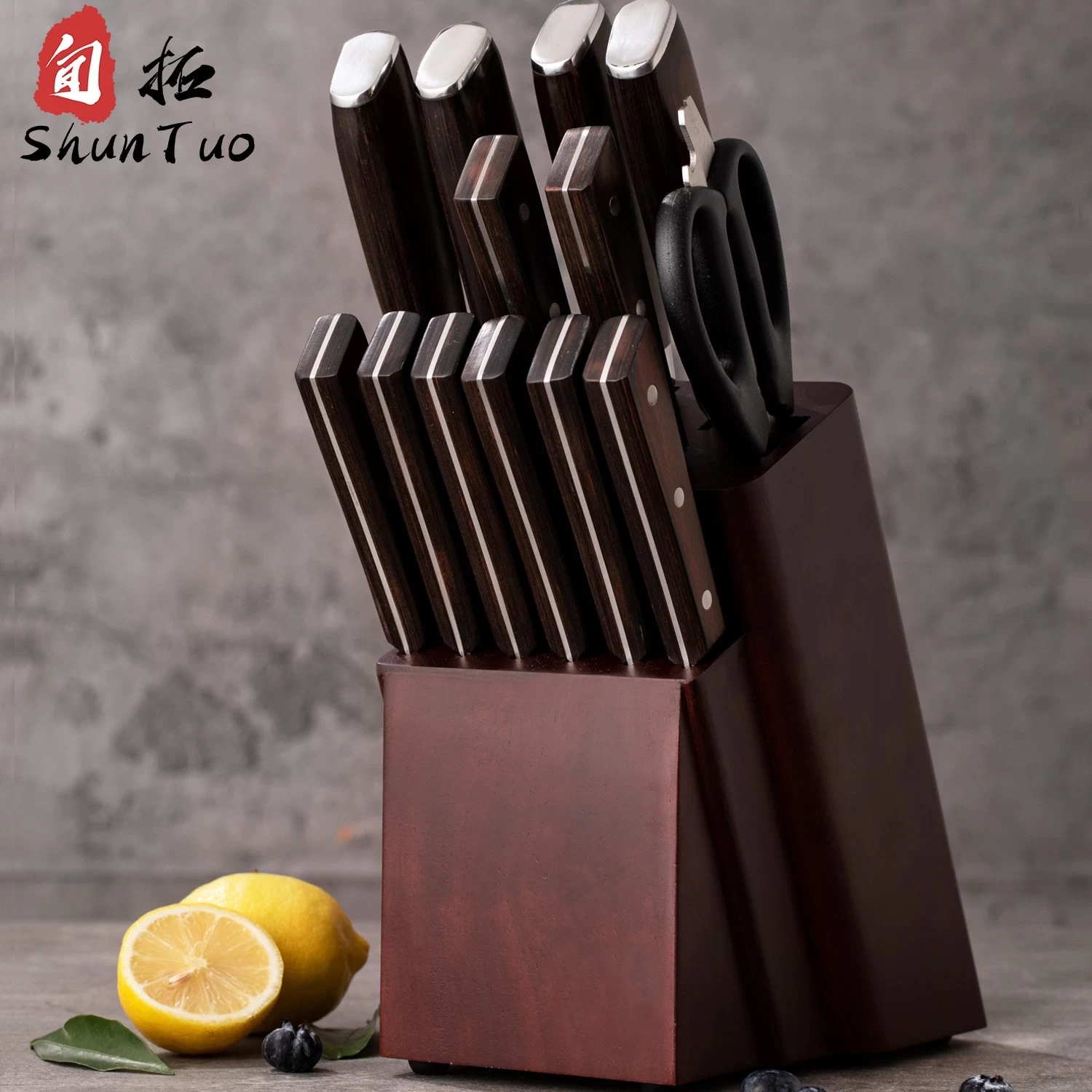 China Wholesale Price Alert: Premium 15-Piece Stainless Steel Knife Set Includes Stylish Wooden Block manufacturer