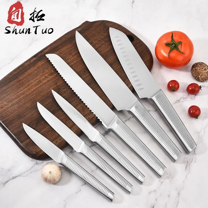 China Best-Selling Amazon 10pc 430 Stainless Steel Knife Set with Elegant Wooden Block manufacturer