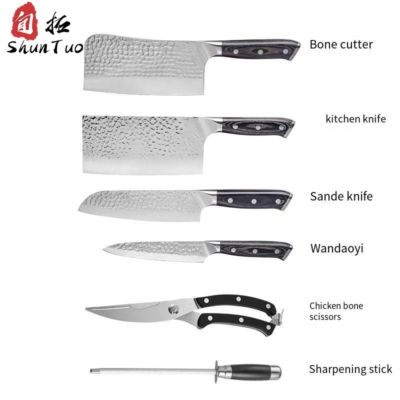 China Multifunctional Hand-Forged 7pc Knife Set with Durable Wooden Block - Ideal for Home Chefs manufacturer