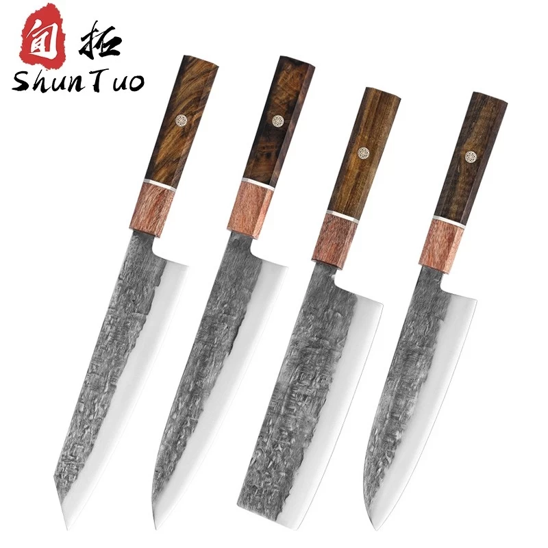 porcelana Gift box hand forged 4pc stainless steel knives set, 8inch chef knife with red sandalwood ebony octagonal handle - COPY - 9cajep fabricante