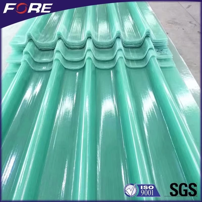 China Transparentes freies flaches und gewölbtes Fiberglas verstärktes Plastik GFK FRP Roofing Blatt für Verkauf Hersteller