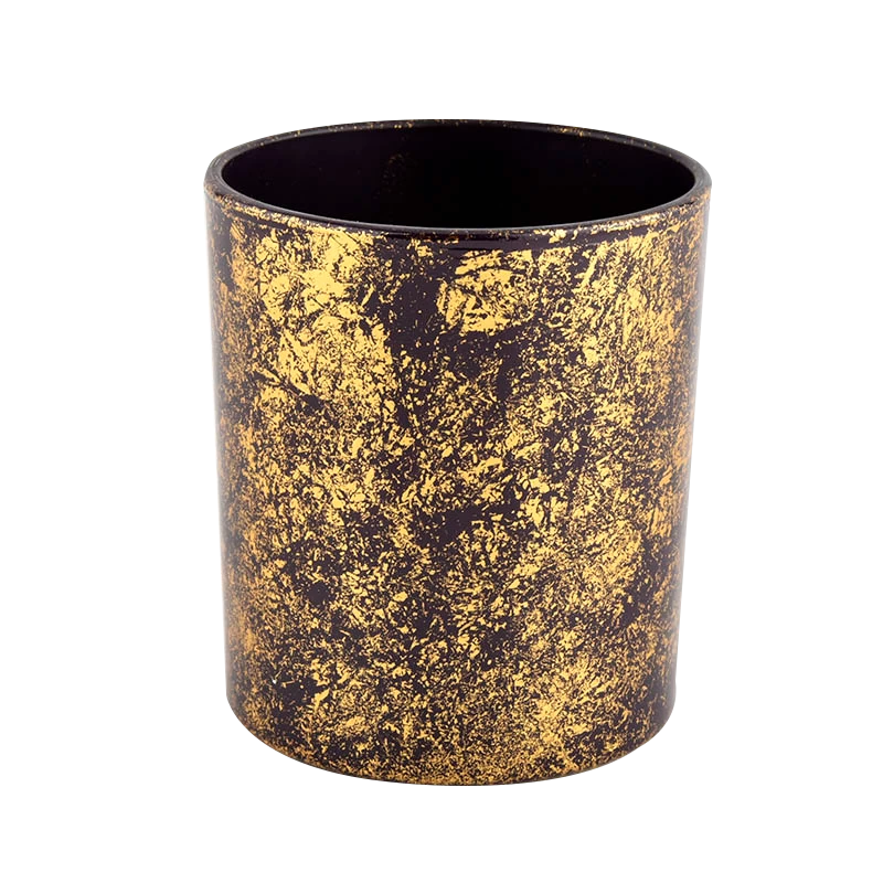 Luxury gold glass candle jar for home decoration wholesale