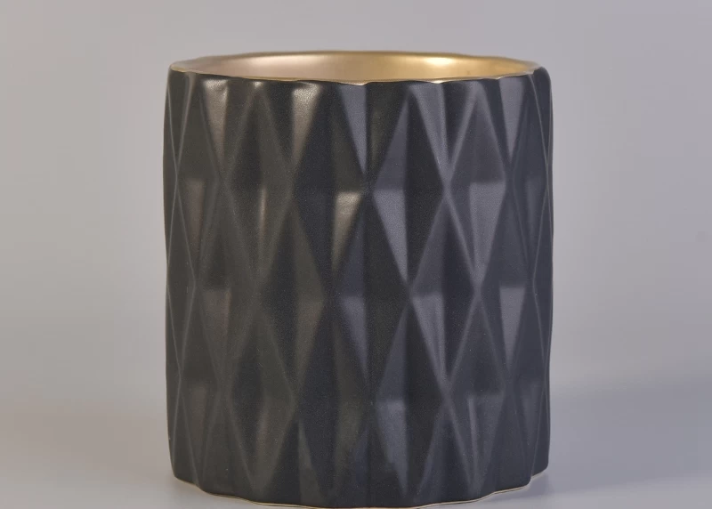 Luxury matte black ceramic candle vessel