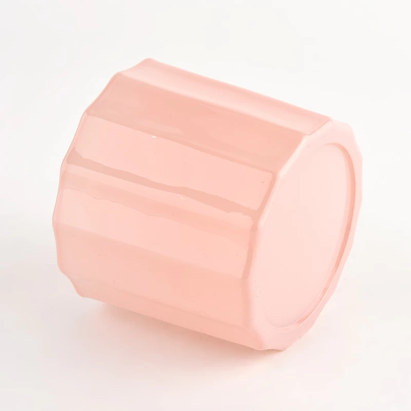 280ml pink vertical stripe glass candle jar wholesale