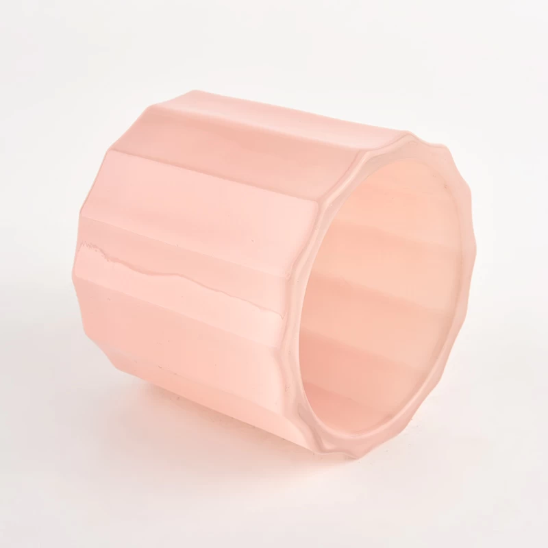 280ml pink vertical stripe glass candle jar wholesale