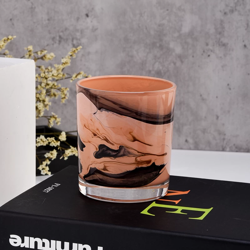 wholesale handmade painting empty glass candle vessel for home decor