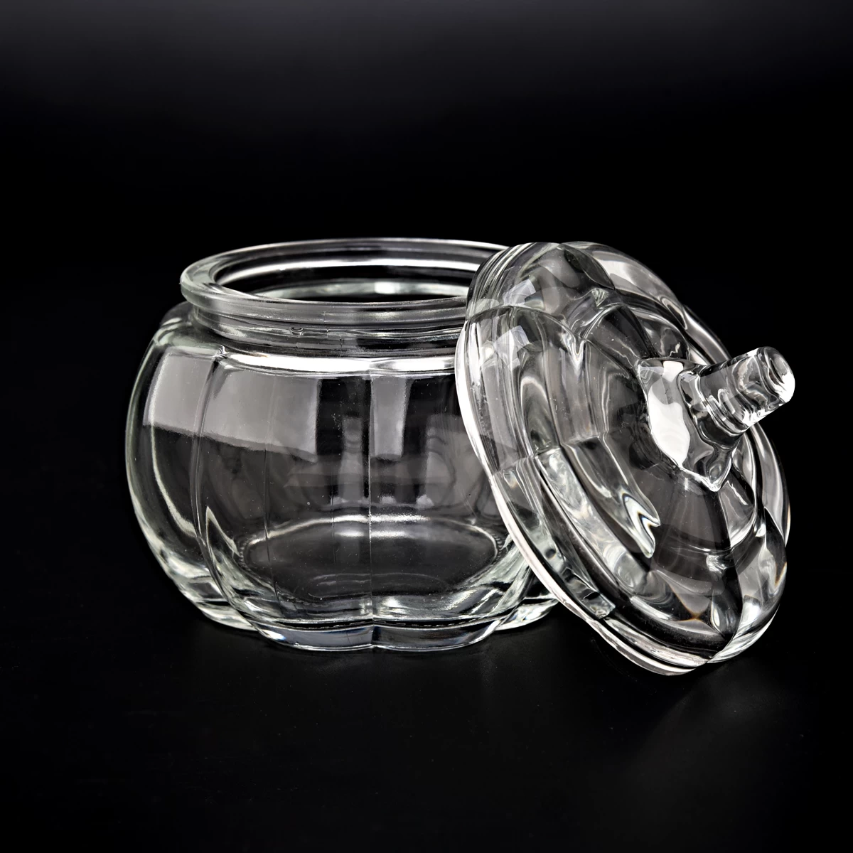 clear pumpkin shaped glass candle container for making wholesale