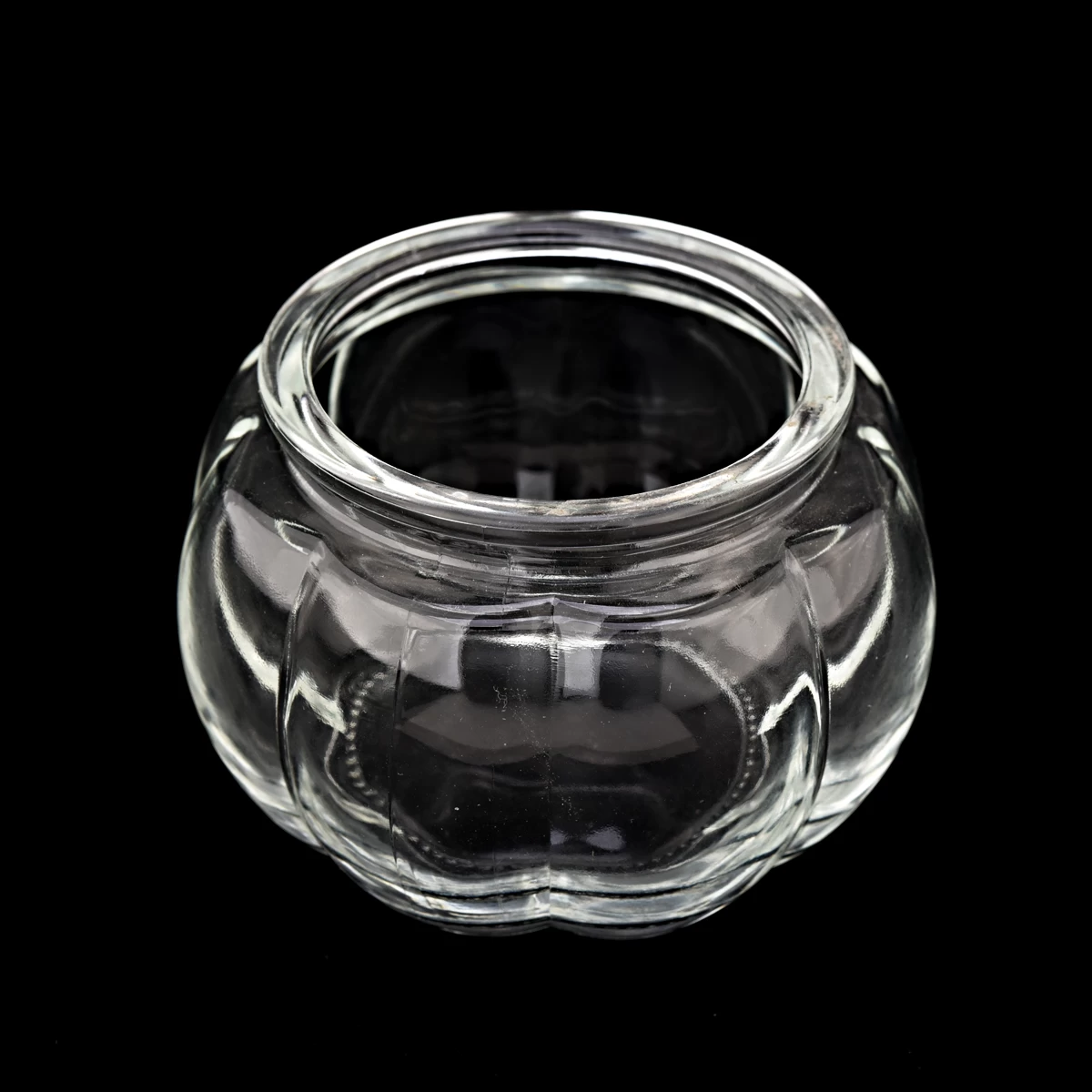 clear pumpkin shaped glass candle container for making wholesale