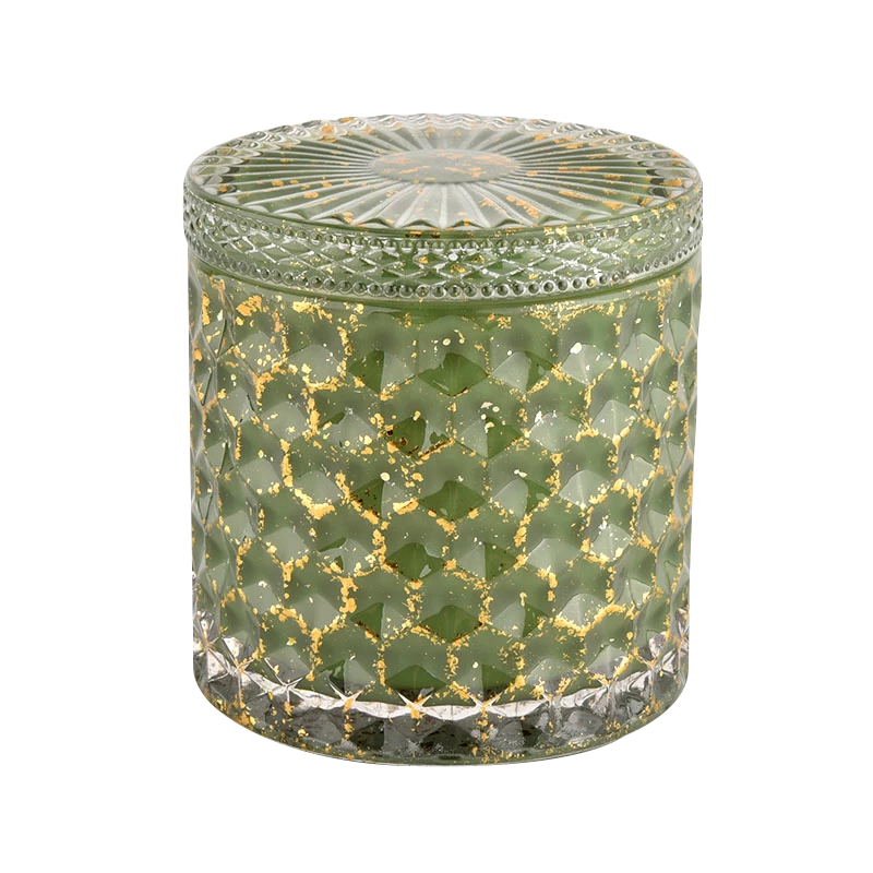 Green Glass Candle Jar Lid High Quality Candlestick Candle Container With Lid