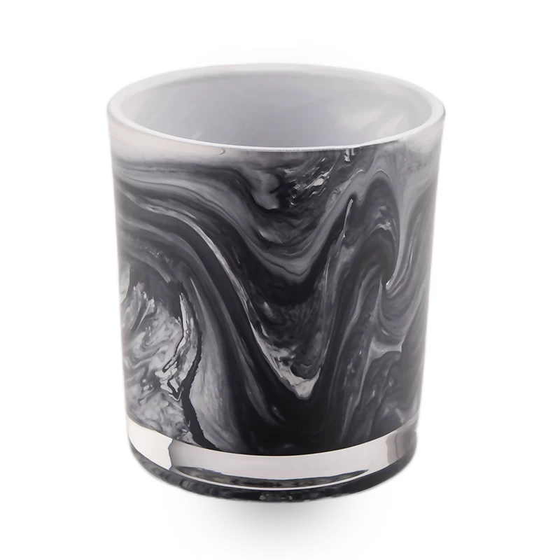 wholesale handmade design glass candle vessel black candle holder