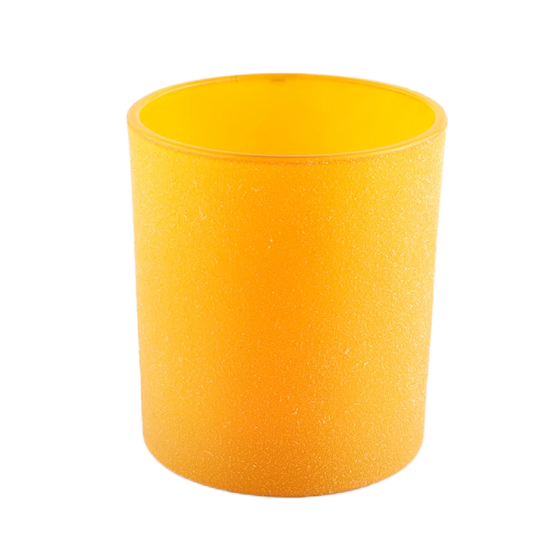 China Luxury empty candle jars yellow glass candle jar for candle making manufacturer