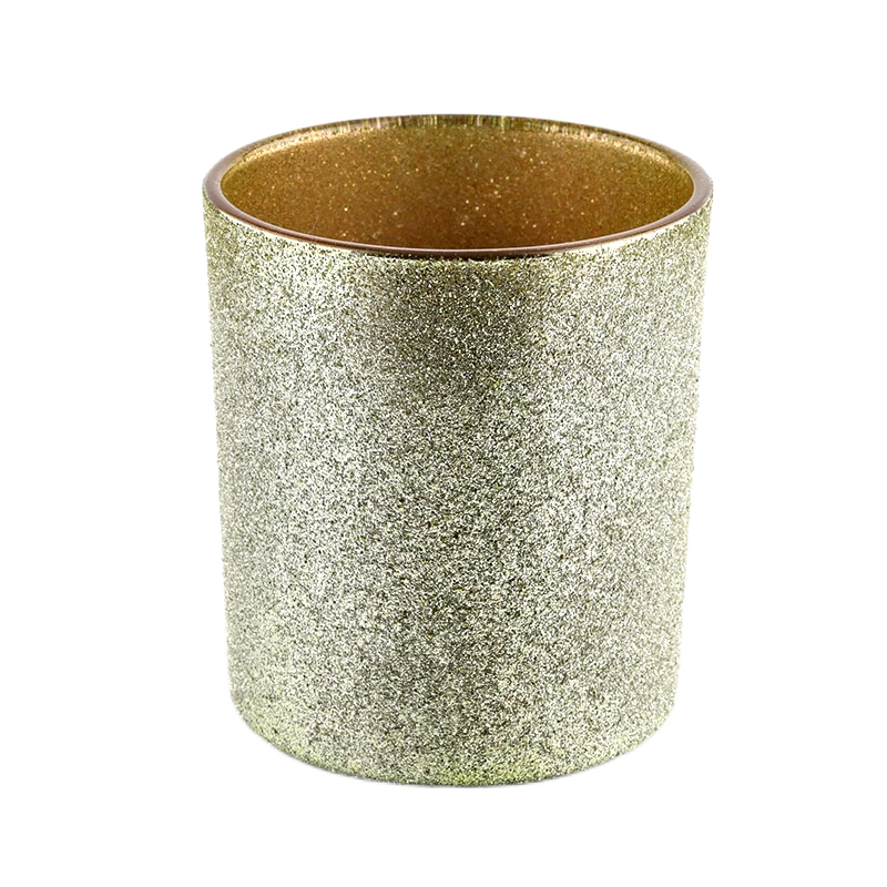China Custom wholesale 8oz golden sand surface glass candle jar for candle making manufacturer