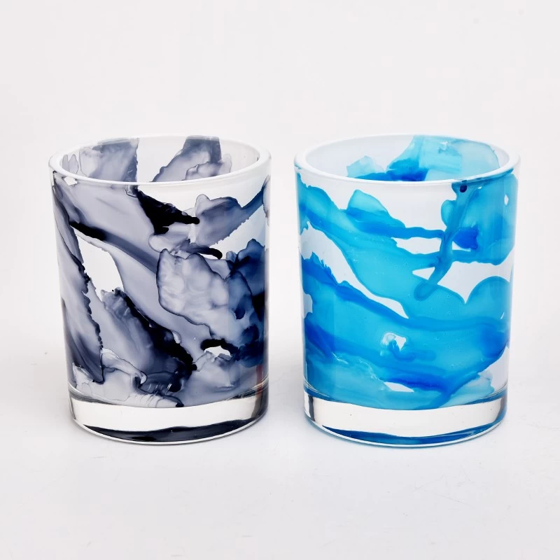 Marble Decor Glass candle jars in bulk luxury candle holder for wedding