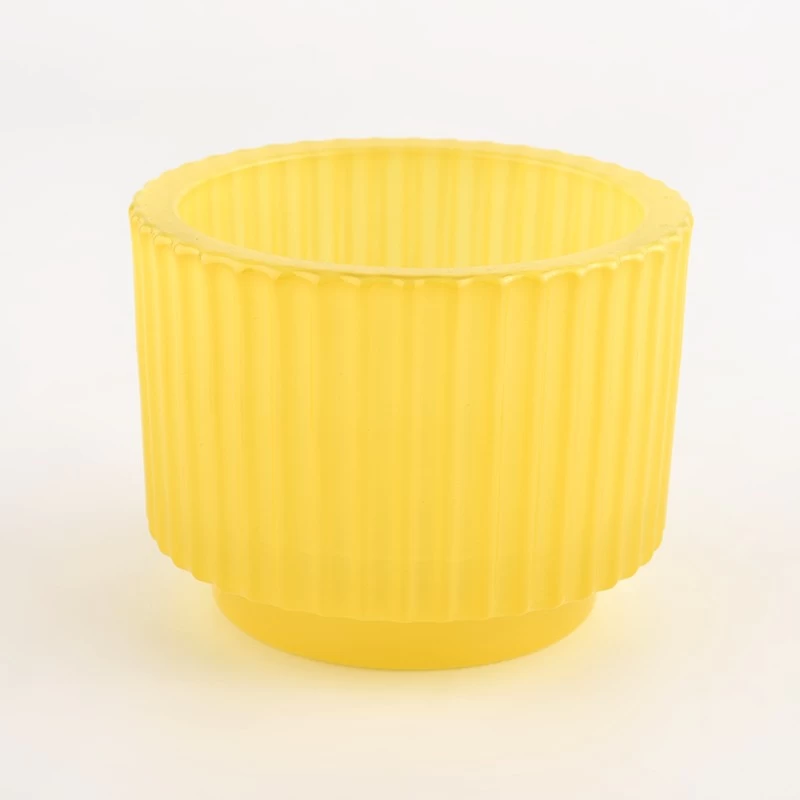 8oz 10oz yellow stripe glass candle container wholesale