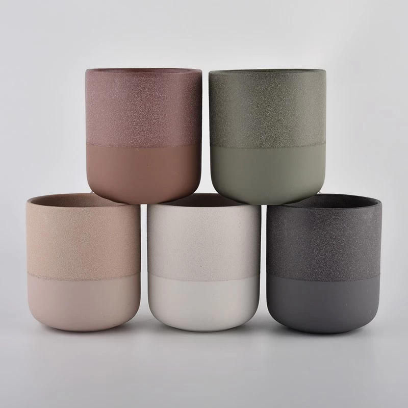 Sanding Ceramic Candle Jars Wholesale Popular Round Bottom Ceramic Candle Vessels