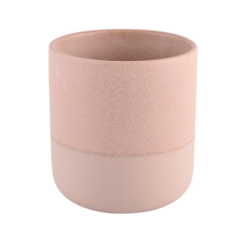 China Sanding Ceramic Candle Jars Wholesale Popular Round Bottom Ceramic Candle Vessels manufacturer