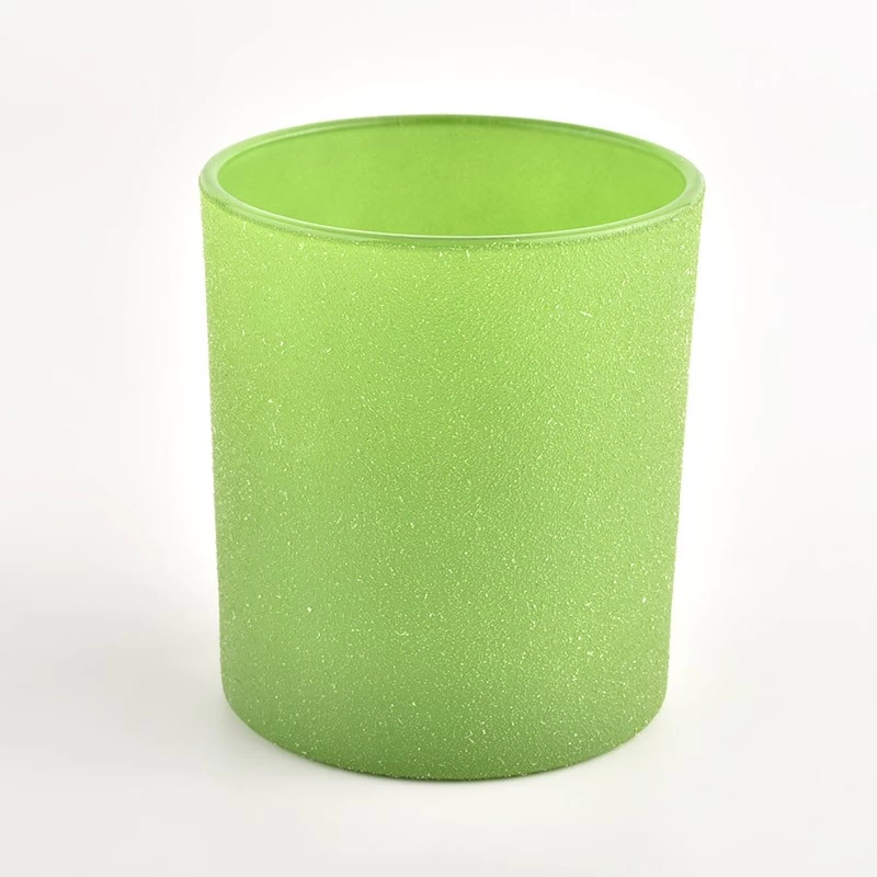 hot sale glass candle jar frost green glass jar for home decor