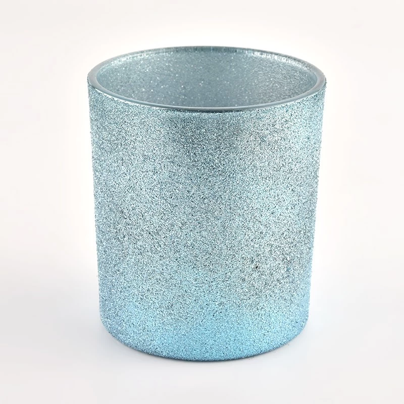 Wholesale 300ml candle vessels 8oz cyan frosted glass candle jars