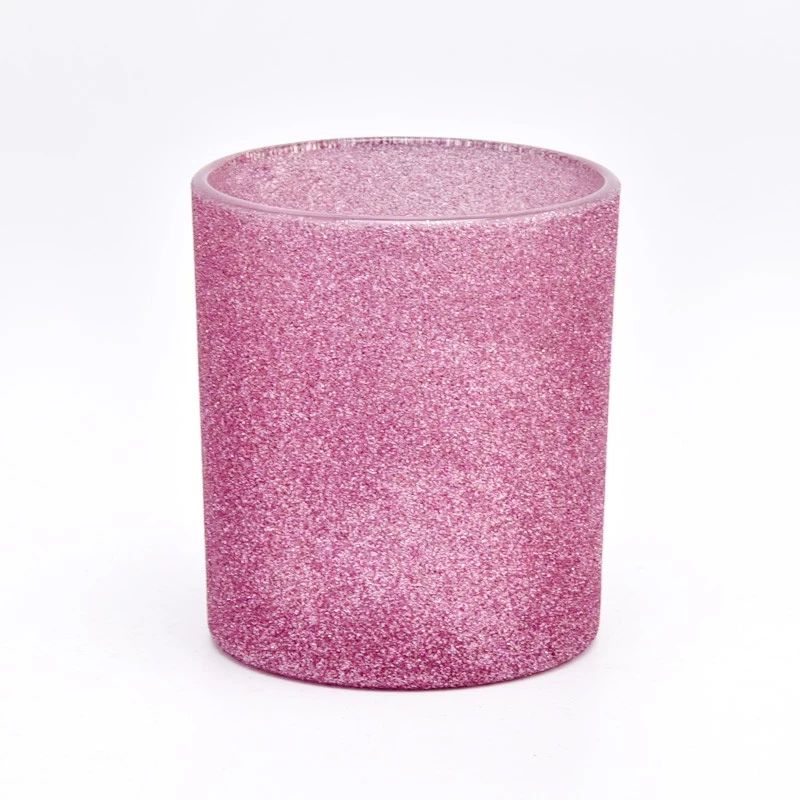 popular pink glass candle jar frost candle vessel decorative wedding