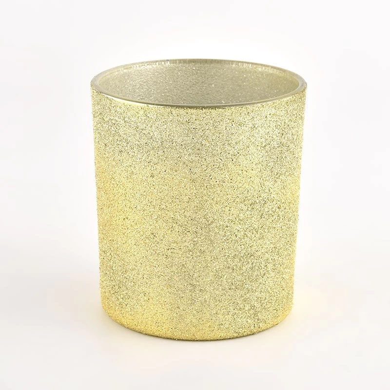 Wholesale yellow frosted empty glass candle jars