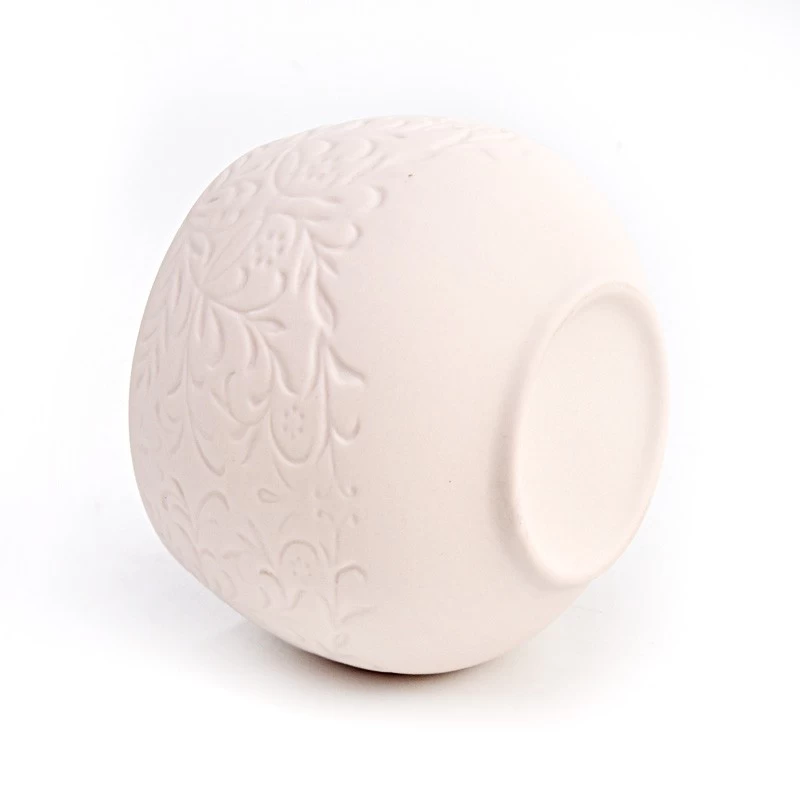 New Arrival Ceramic Candle Container with emboss logo Wholesale