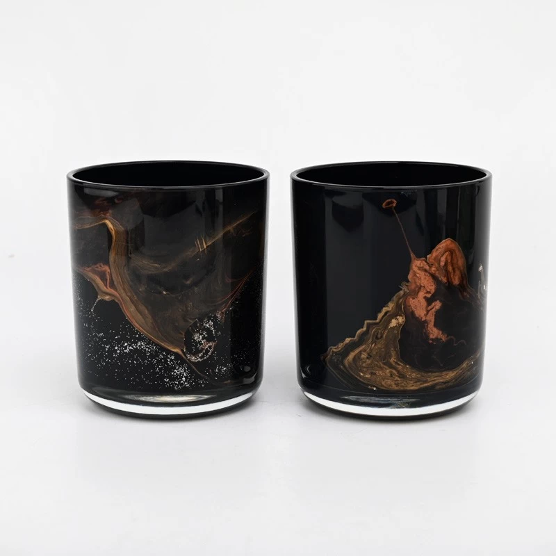 luxury black glass candle vessel with round bottom 10 oz glass jar supplier