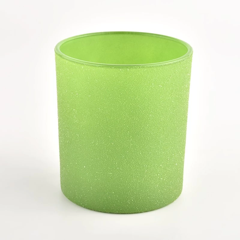 Luxury frost green glass candle jar round big glass candle holder
