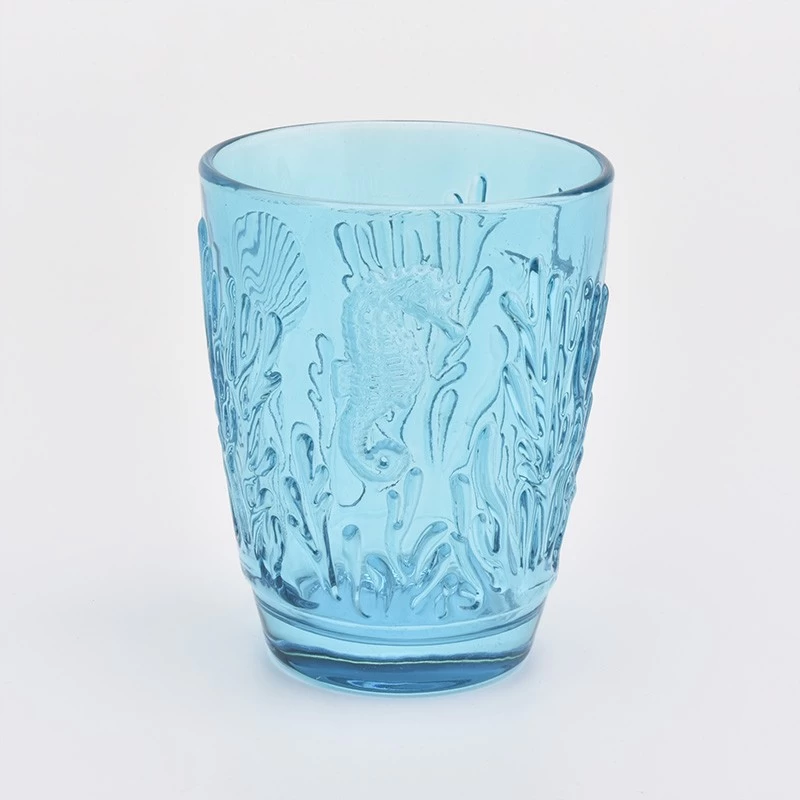 8oz scented soy wax sky blue glass candle jar wholesale