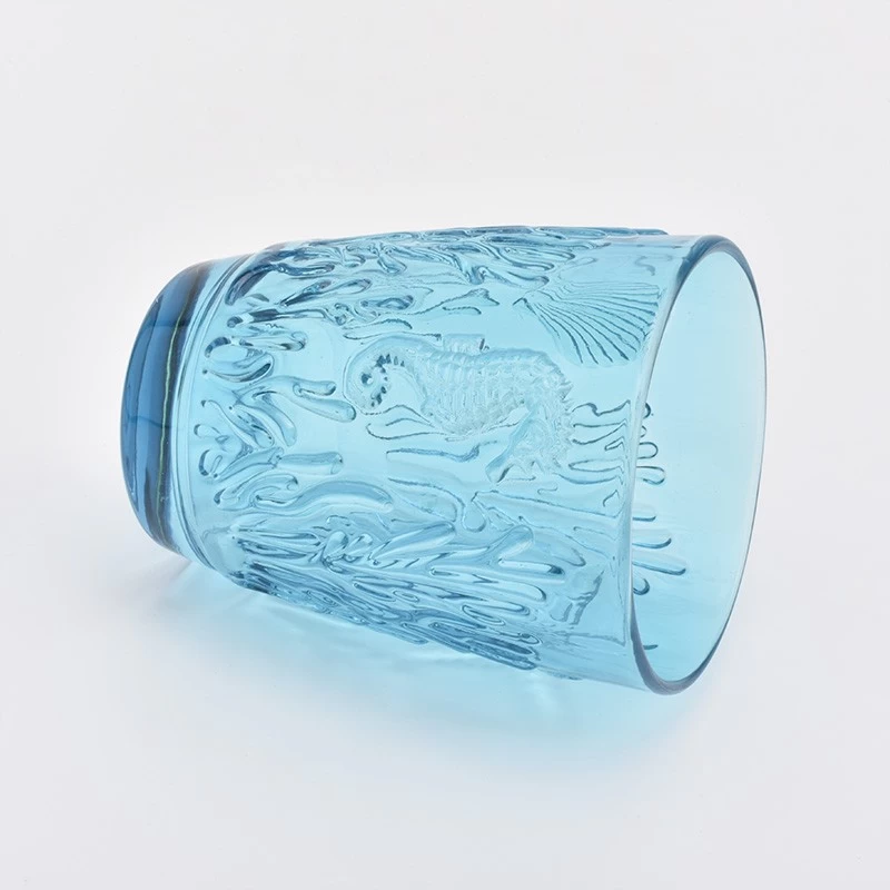 8oz scented soy wax sky blue glass candle jar wholesale