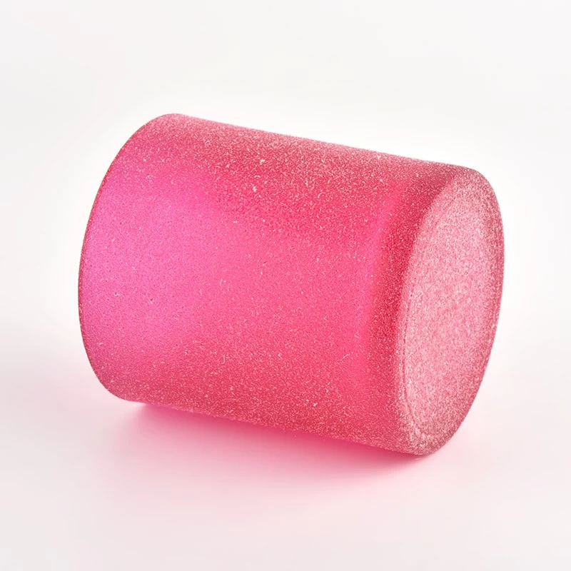 Wholesale custom luxury rose red frosted glass candle jars