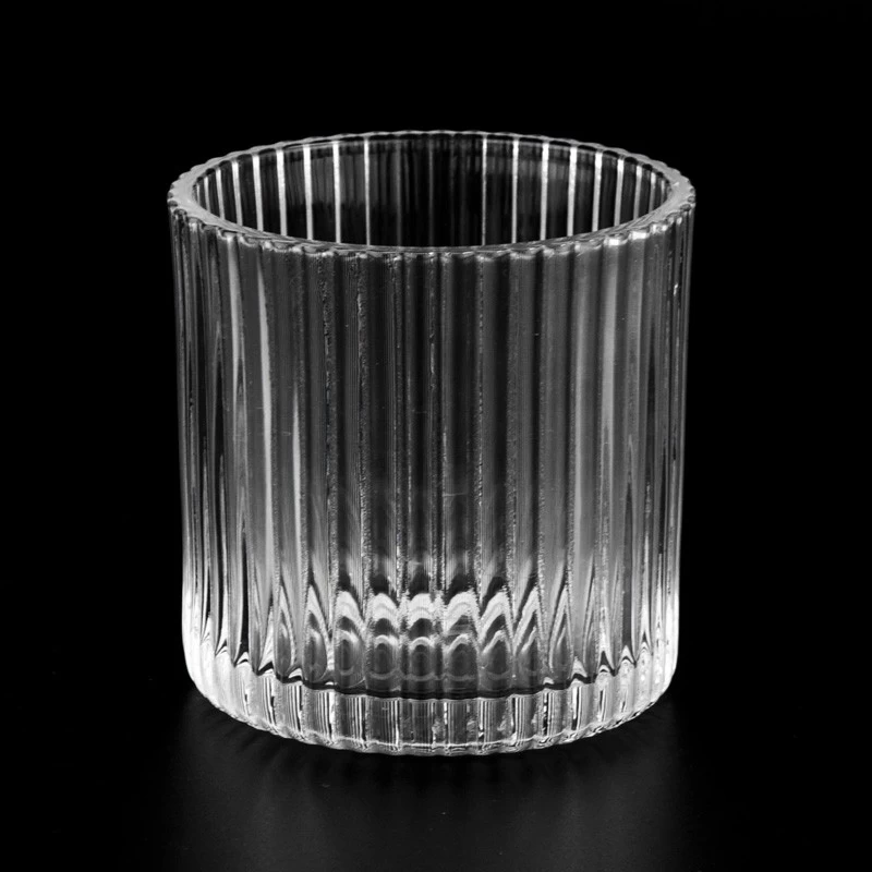 Wholesale Ribbed Glass Candle jars Popular Ribbed Glass Candle Holders