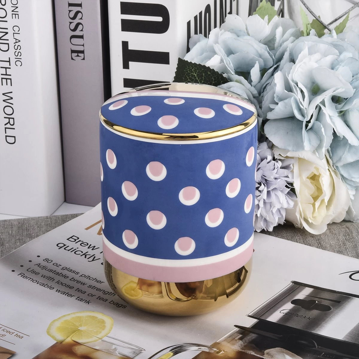 Colorful Ceramic Candle Jar with Lids For Home Decoration Ceramic Candle Vessel Wholesale