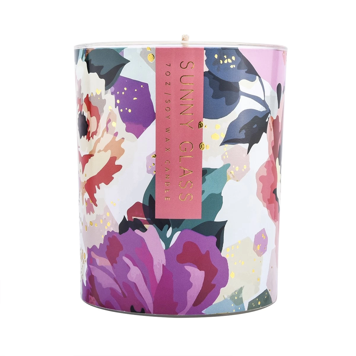 custom glass candle jar with flower design Valentine's Day supplier