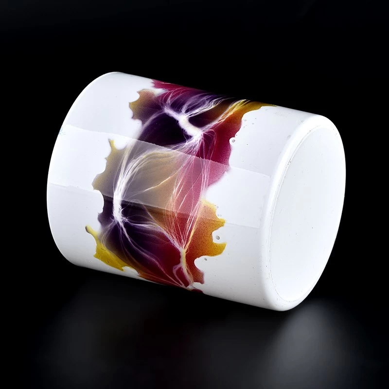 Wholesale high level colored handmade paint white candle glass jar