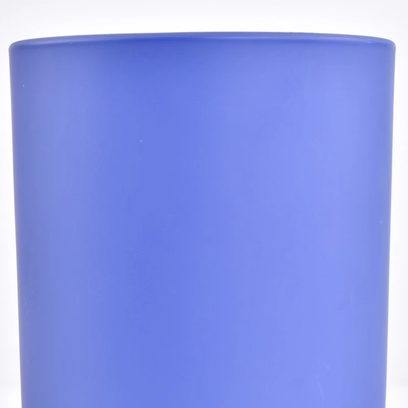 blue color 14oz round bottom with candle jar matte glass