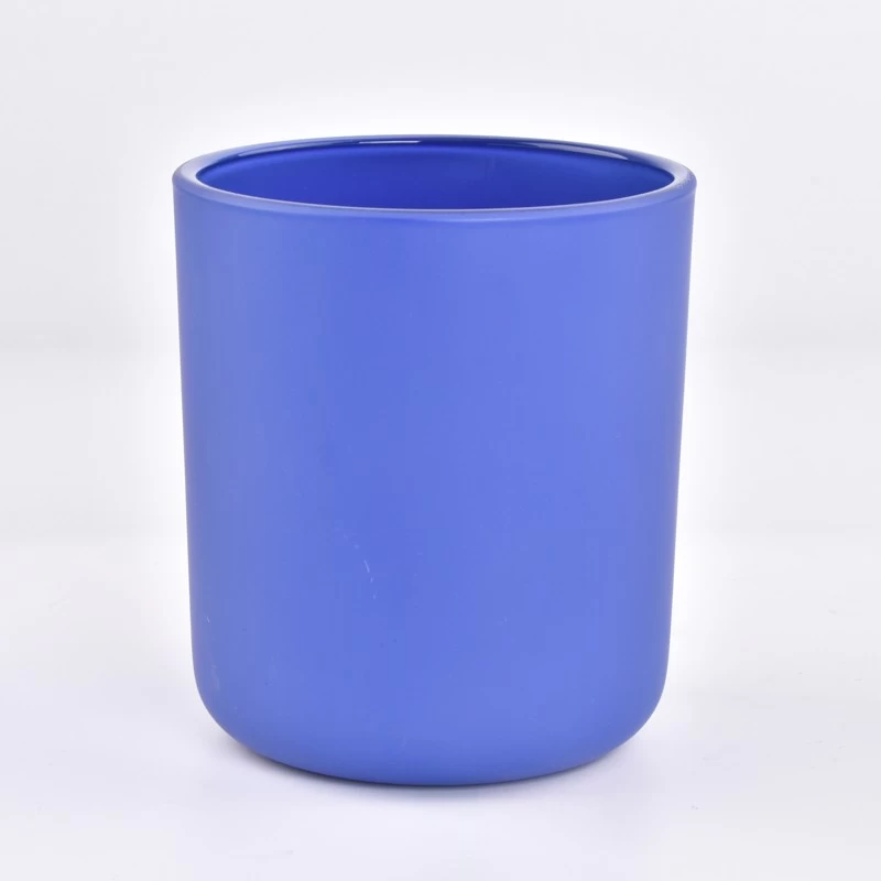 blue color 14oz round bottom with candle jar matte glass