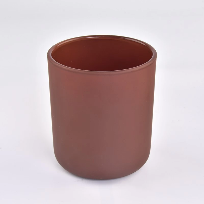 Custom empty brown matte candle glass jars supplier